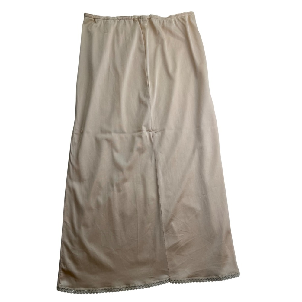 Vintage‎ Maxi Half Slip Nude Lace Trim Minimalist Foundation S/M